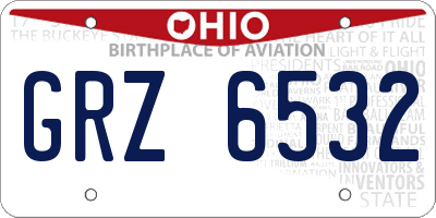 OH license plate GRZ6532