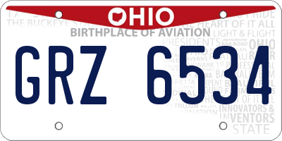 OH license plate GRZ6534