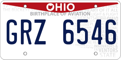OH license plate GRZ6546