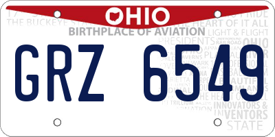 OH license plate GRZ6549