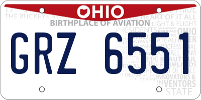 OH license plate GRZ6551