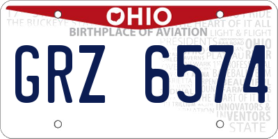 OH license plate GRZ6574