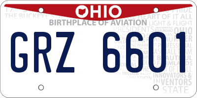 OH license plate GRZ6601