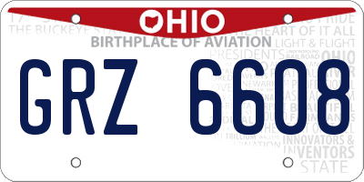 OH license plate GRZ6608