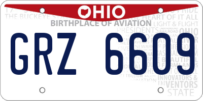 OH license plate GRZ6609