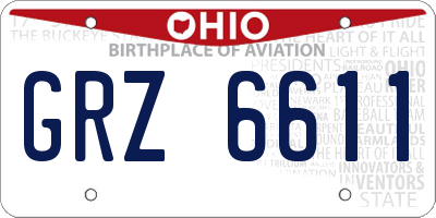 OH license plate GRZ6611