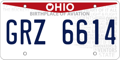 OH license plate GRZ6614