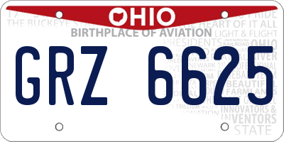 OH license plate GRZ6625