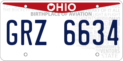 OH license plate GRZ6634