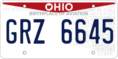 OH license plate GRZ6645