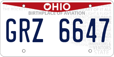 OH license plate GRZ6647