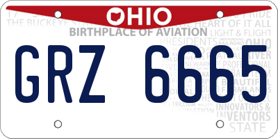 OH license plate GRZ6665