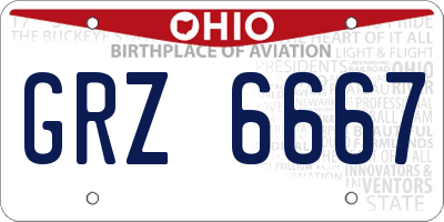OH license plate GRZ6667