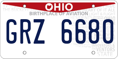 OH license plate GRZ6680