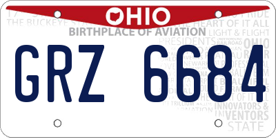 OH license plate GRZ6684