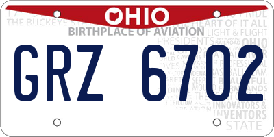 OH license plate GRZ6702