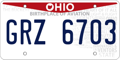 OH license plate GRZ6703