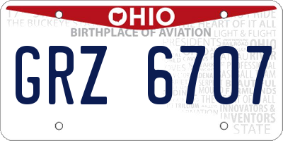 OH license plate GRZ6707