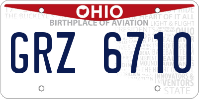 OH license plate GRZ6710
