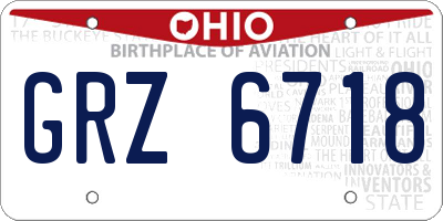 OH license plate GRZ6718