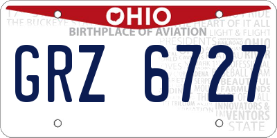 OH license plate GRZ6727