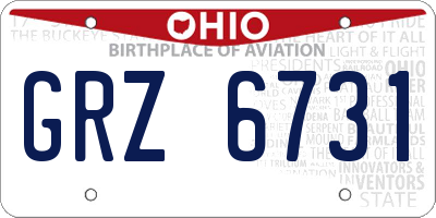 OH license plate GRZ6731