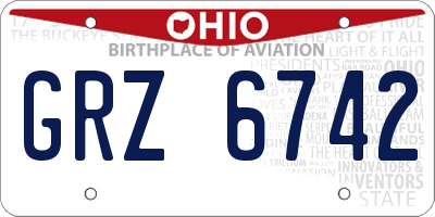 OH license plate GRZ6742