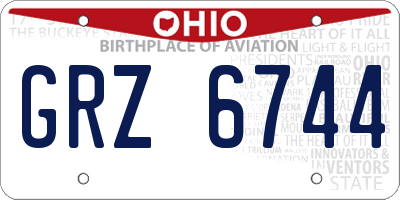 OH license plate GRZ6744