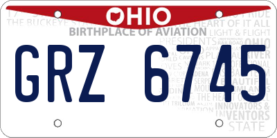 OH license plate GRZ6745