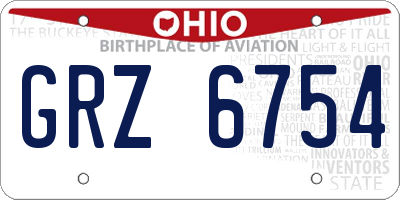 OH license plate GRZ6754