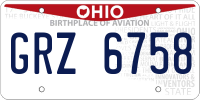 OH license plate GRZ6758