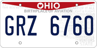 OH license plate GRZ6760