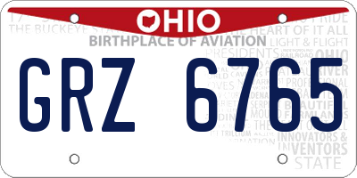 OH license plate GRZ6765
