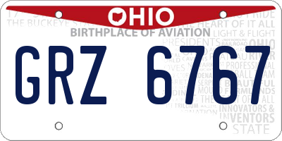OH license plate GRZ6767