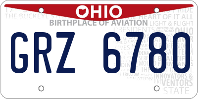 OH license plate GRZ6780