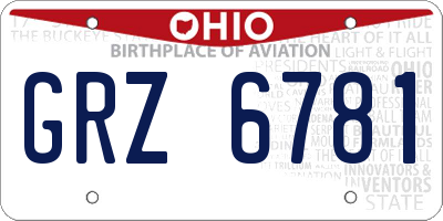 OH license plate GRZ6781