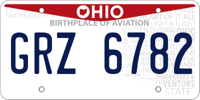OH license plate GRZ6782
