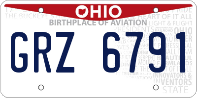 OH license plate GRZ6791