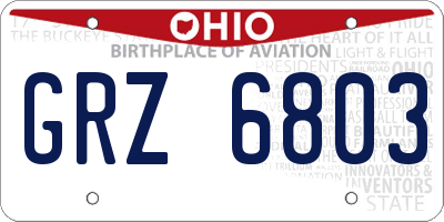 OH license plate GRZ6803