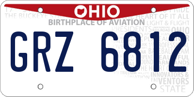 OH license plate GRZ6812