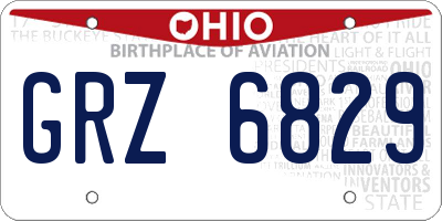 OH license plate GRZ6829