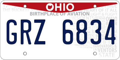 OH license plate GRZ6834