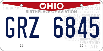 OH license plate GRZ6845