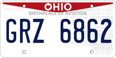 OH license plate GRZ6862