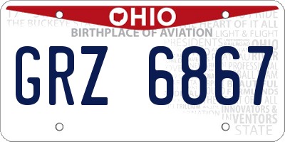OH license plate GRZ6867