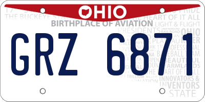 OH license plate GRZ6871