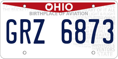 OH license plate GRZ6873