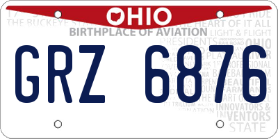 OH license plate GRZ6876