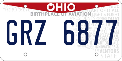 OH license plate GRZ6877