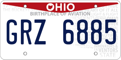 OH license plate GRZ6885